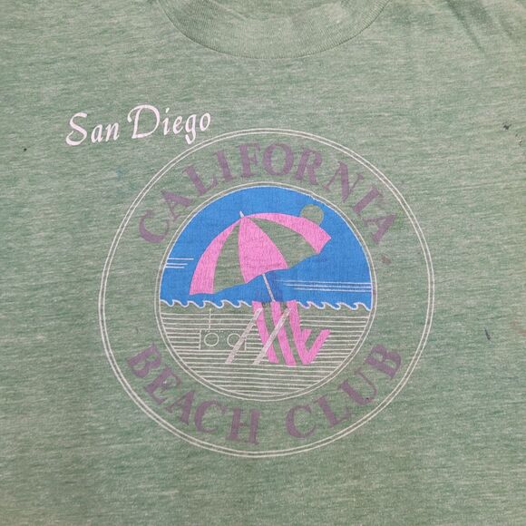 Vintage 80s San-Diego Shirt Womens Small 17x23 Faded-Green - Picture 4 of 15